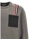 Funmix RWB Striped Intarsia Cotton Knit Top Grey - THOM BROWNE - BALAAN 5