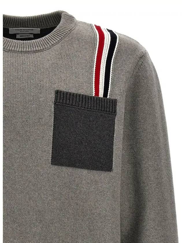 Funmix RWB Striped Intarsia Cotton Knit Top Grey - THOM BROWNE - BALAAN 5