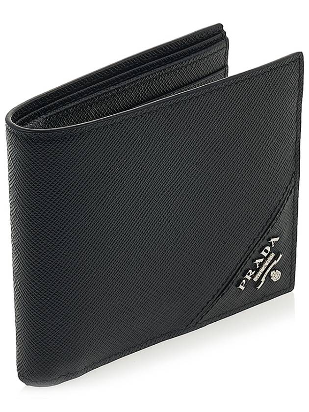 Saffiano Leather Half Wallet Black - PRADA - BALAAN 3