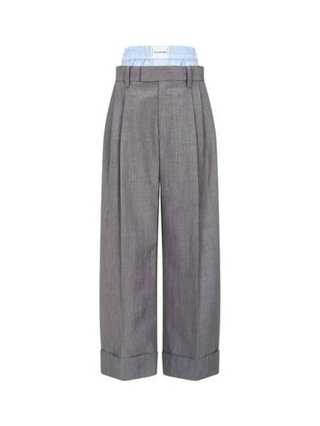 Trunk layered roll up wide pants gray 270621 - ALEXANDER WANG - BALAAN 1