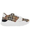 Vintage Check And Leather Sneakers White Archive Beige - BURBERRY - BALAAN 3