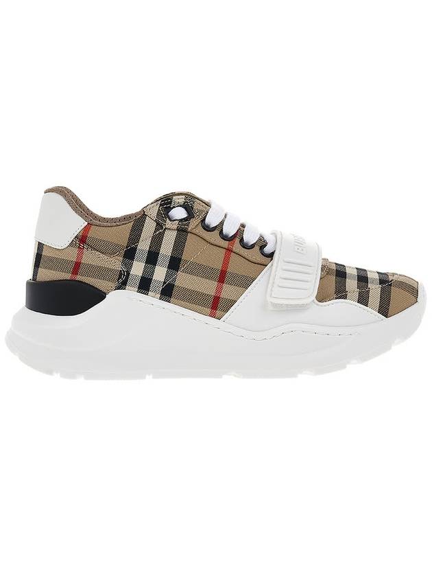 Vintage Check And Leather Sneakers White Archive Beige - BURBERRY - BALAAN 3