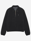 Half Zip Mock Sweatshirt Black - STUSSY - BALAAN 1