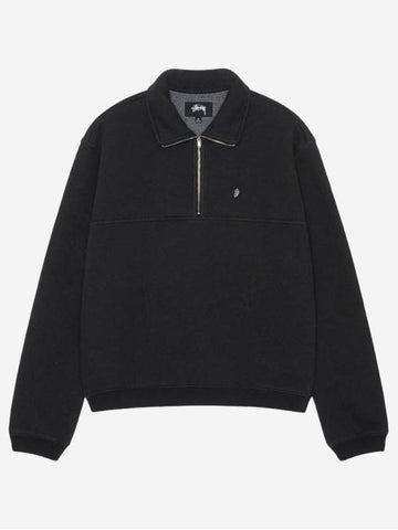 Half Zip Mock Sweatshirt Black - STUSSY - BALAAN 1