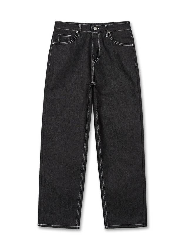 Semi-Wide Raw Denim Pants Black Indigo - WEST GRAND BOULEVARD - BALAAN 1