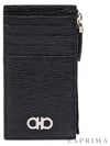 Salvatore leather Gancini zipper card wallet black - SALVATORE FERRAGAMO - BALAAN.