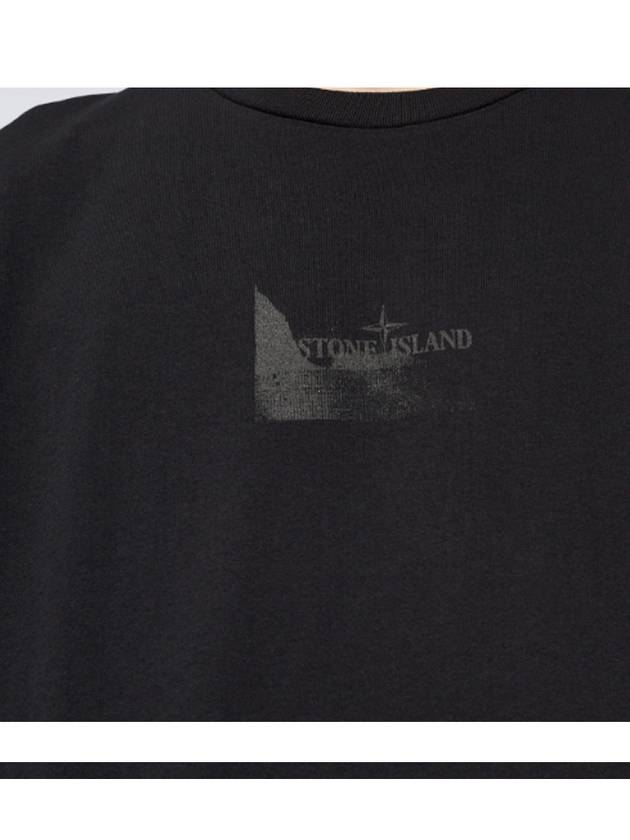 Logo Print Short Sleeve T-Shirt Black - STONE ISLAND - BALAAN 6