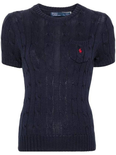 Embroidered Pony Pocket Knit Top Navy - POLO RALPH LAUREN - BALAAN 2