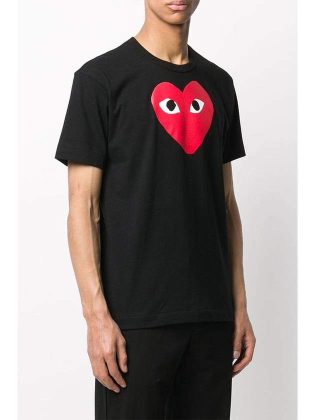 Play Men s Red Heart Logo Cotton T Shirt Black AZ T112 - COMME DES GARCONS - BALAAN 4