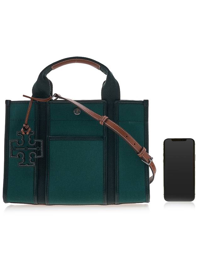 Small Twill Tory Tote Bag Green - TORY BURCH - BALAAN 7