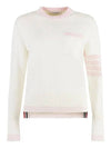 4 Bar Stripe Cotton Sweatshirt White - THOM BROWNE - BALAAN 2