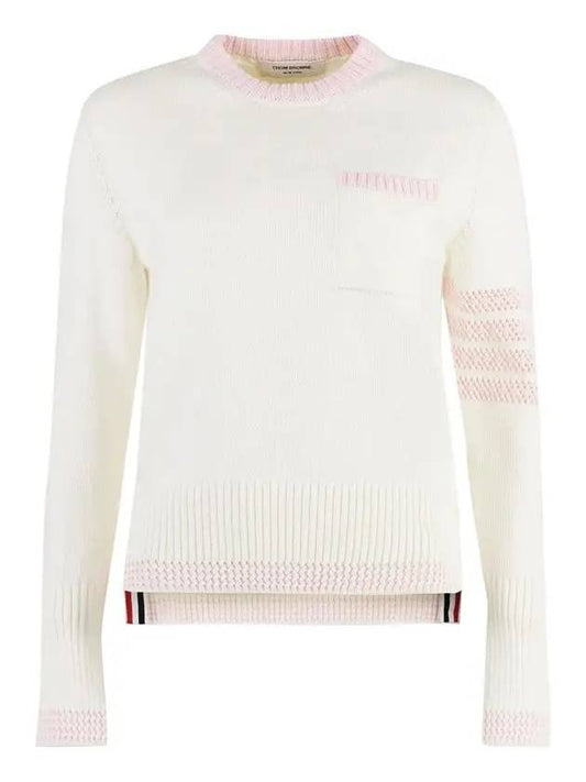 4 Bar Stripe Cotton Sweatshirt White - THOM BROWNE - BALAAN 2