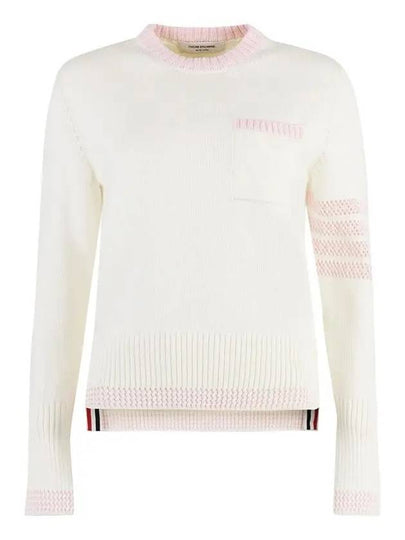 4 Bar Stripe Cotton Sweatshirt White - THOM BROWNE - BALAAN 2