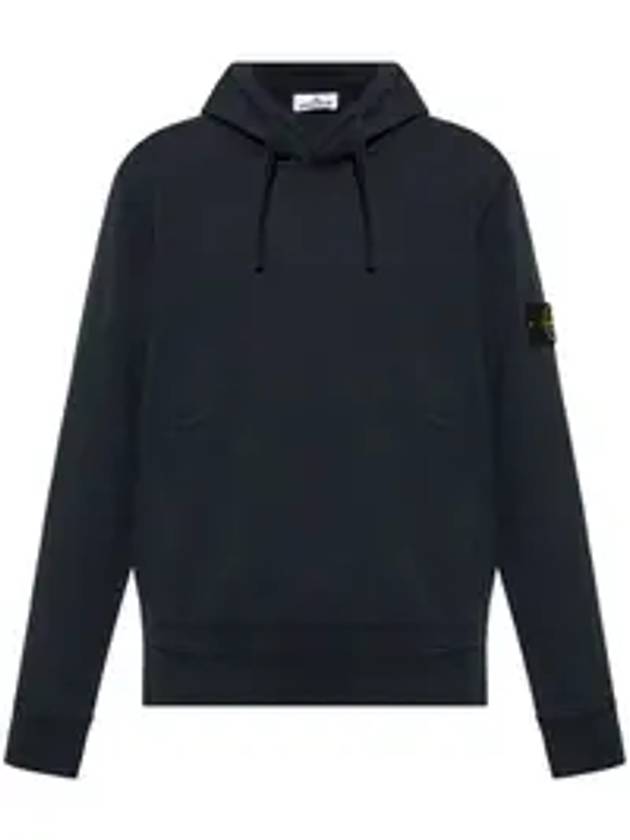 Cotton Fleece Garment Dyed Hoodie Dark Navy - STONE ISLAND - BALAAN 1