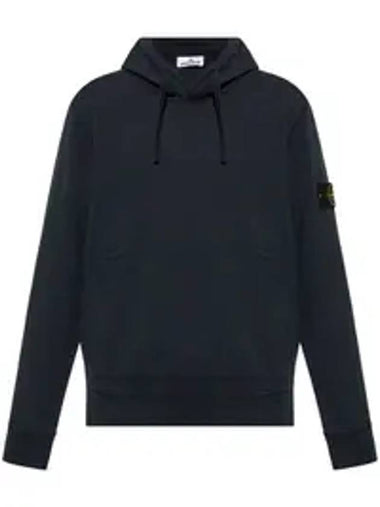 Cotton Fleece Garment Dyed Hoodie Dark Navy - STONE ISLAND - BALAAN 1