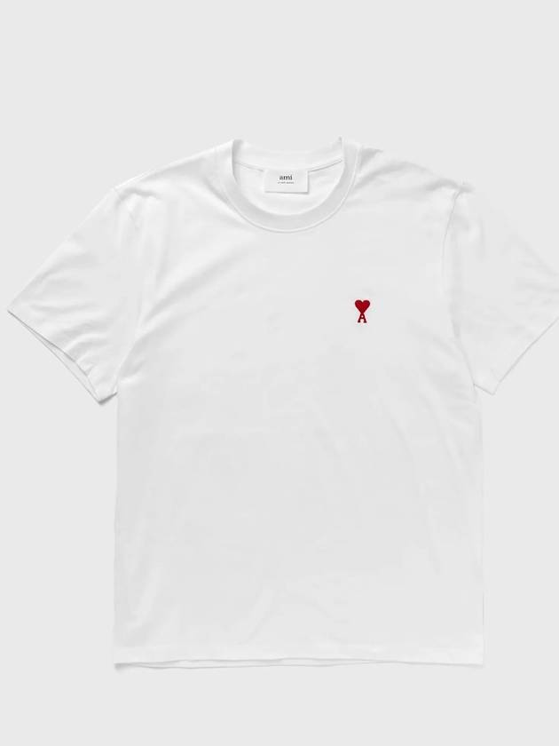 Small Heart Logo Short Sleeve T-Shirt White - AMI - BALAAN 2