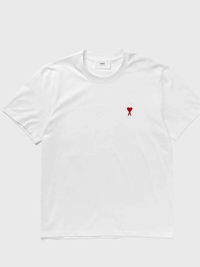 Small Heart Logo Short Sleeve T-Shirt White - AMI - BALAAN 2