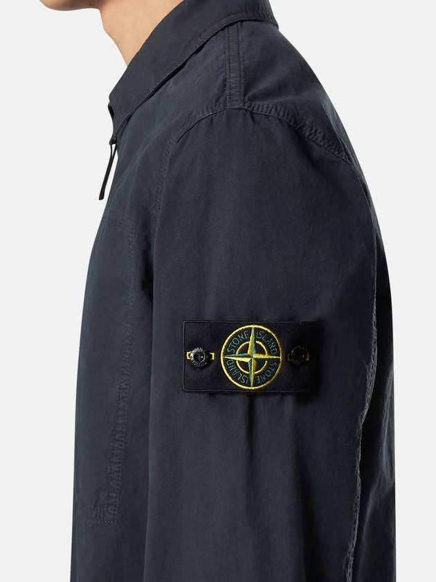 Brushed Canvas Old Effect Zip-Up Jacket Navy Blue - STONE ISLAND - BALAAN 4