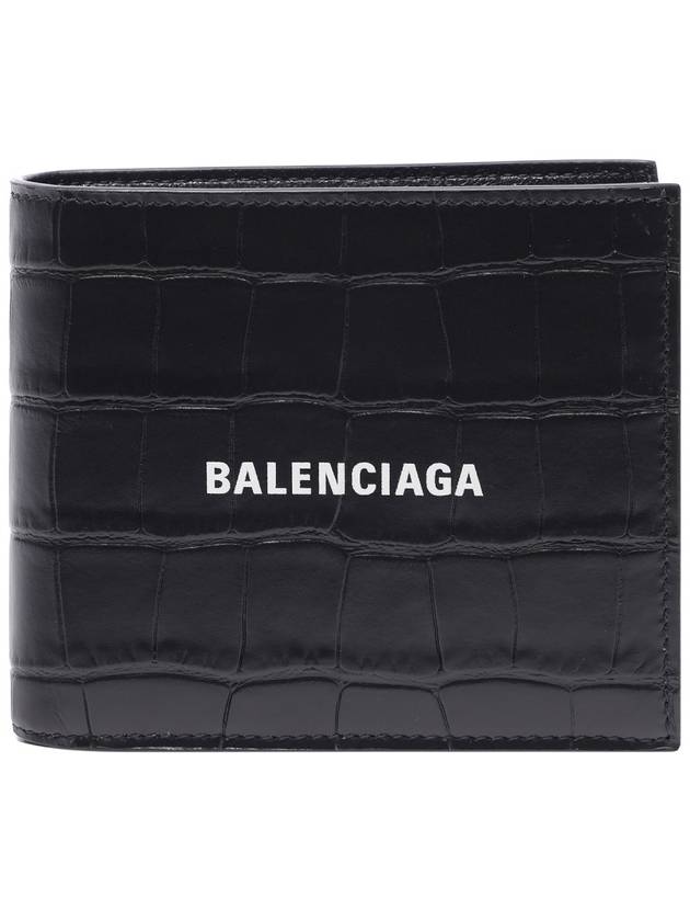 Logo Crocodile Effect Half Wallet Black - BALENCIAGA - BALAAN 2