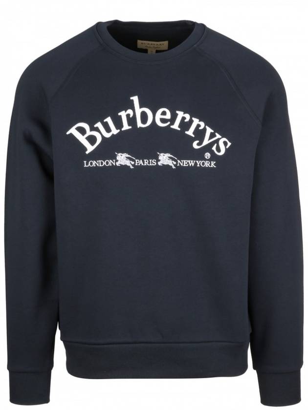 Embroidered Logo Casual Sweatshirt Navy Blue - BURBERRY - BALAAN.