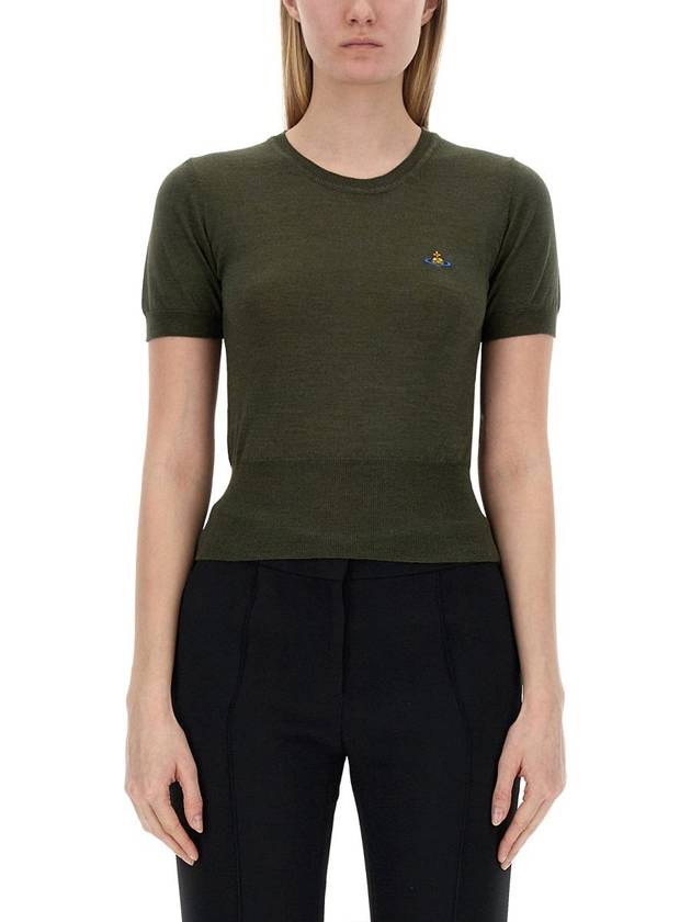 ORB Logo Short Sleeve Knit Top Green - VIVIENNE WESTWOOD - BALAAN 2