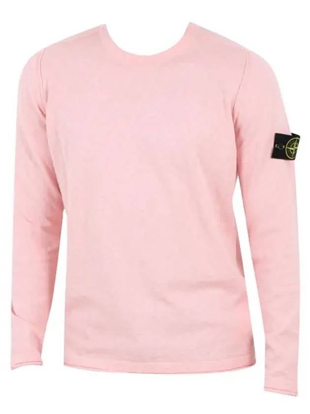 Compass Badge Ribbed Cotton Knit Top Pink - STONE ISLAND - BALAAN 2