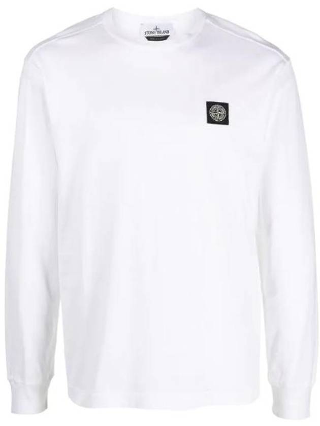 Logo Patch Long Sleeve T-Shirt White - STONE ISLAND - BALAAN 1