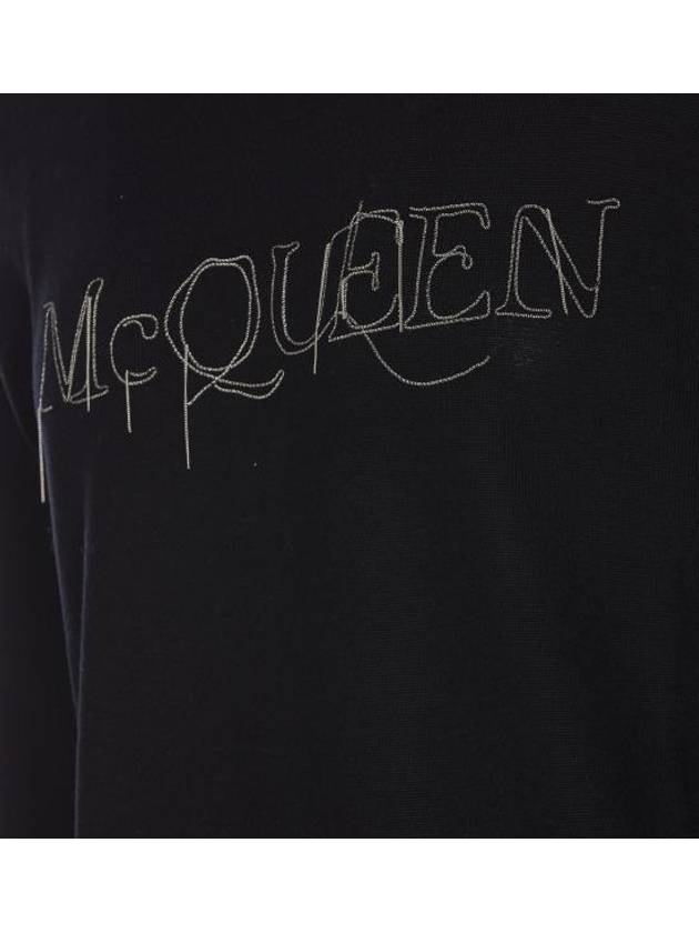 Logo Embellished Crewneck Sweatshirt Black - ALEXANDER MCQUEEN - BALAAN 4