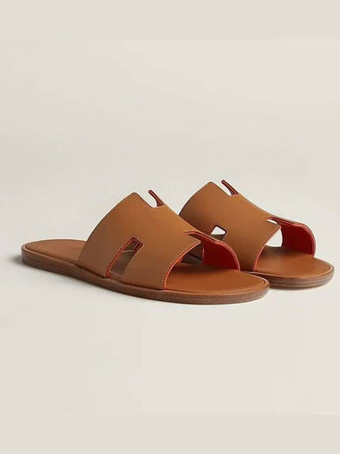 Izmir Leather Sandals Slippers Natural Orange H222844Z - HERMES - BALAAN 1