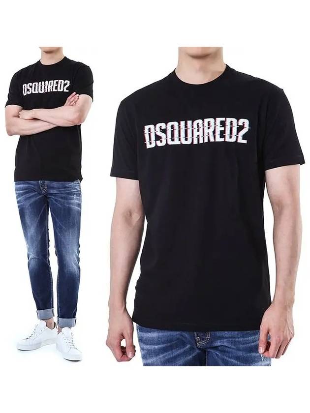 Logo Print Short Sleeve T Shirt Black - DSQUARED2 - BALAAN 3