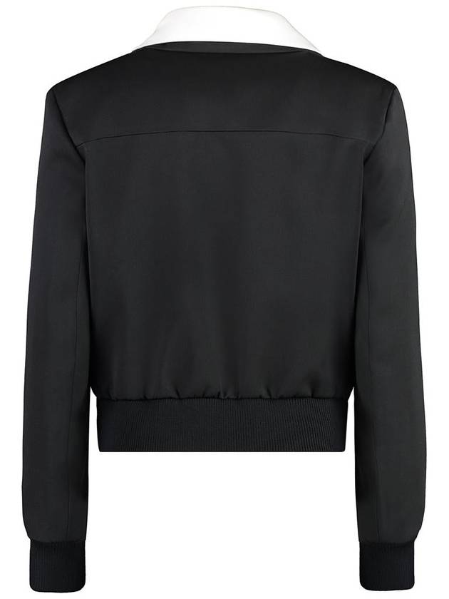 Single breasted wool satin jacket black - PRADA - BALAAN 3