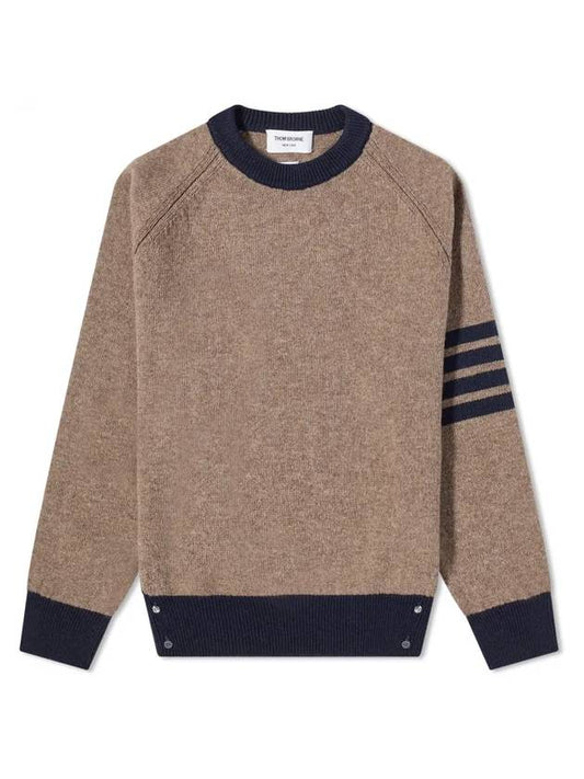 Wool 4 Bar Pullover Knit Top Medium Brown - THOM BROWNE - BALAAN 1