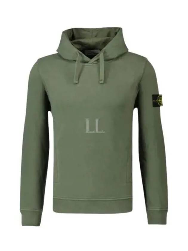 Wappen Patch Brushed Cotton Fleece Hoodie Musk Green - STONE ISLAND - BALAAN 2