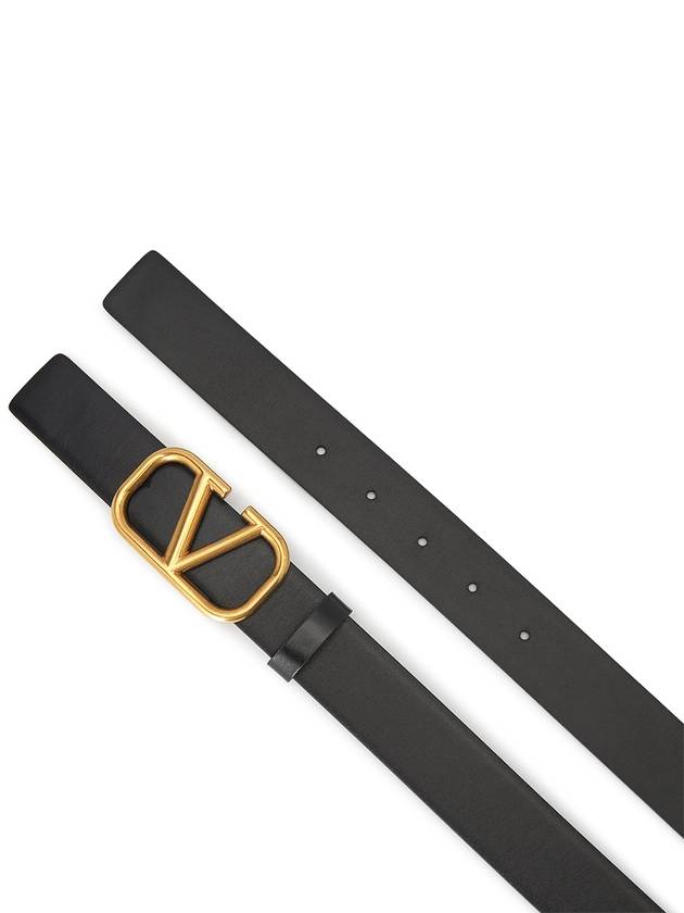 Signature V Logo Leather Belt Black - VALENTINO - BALAAN 4