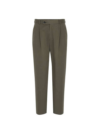 Cotton Tapered Two-Tuck Slacks Khaki - SOLEW - BALAAN 1