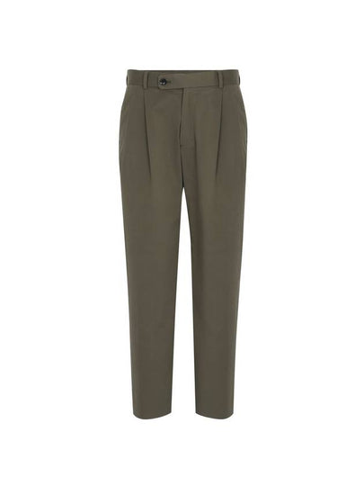 Cotton Tapered Two-Tuck Slacks Khaki - SOLEW - BALAAN 2