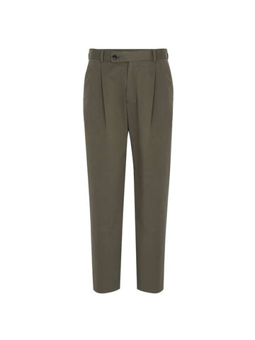 Cotton Tapered Two-Tuck Slacks Khaki - SOLEW - BALAAN 1