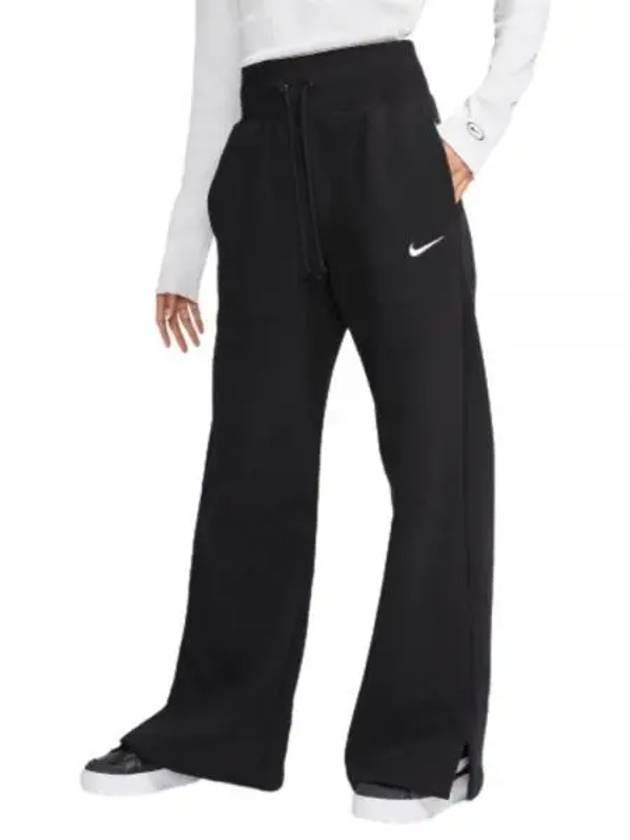 Phoenix Fleece Wide Leg Track Pants Black - NIKE - BALAAN 2