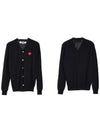 Men's Red Heart Wappen Wool Cardigan Black - COMME DES GARCONS PLAY - BALAAN 2