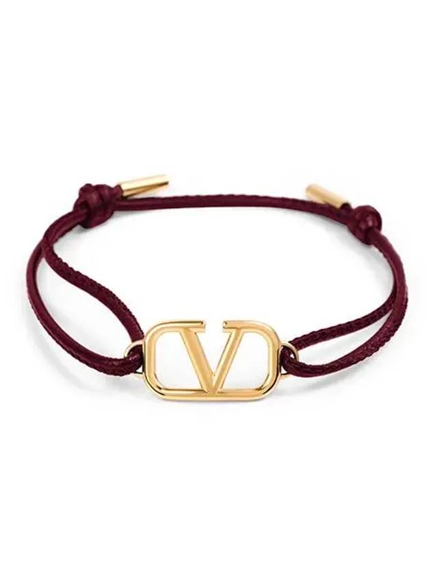 V Logo Signature Leather Bracelet Red - VALENTINO - BALAAN 3