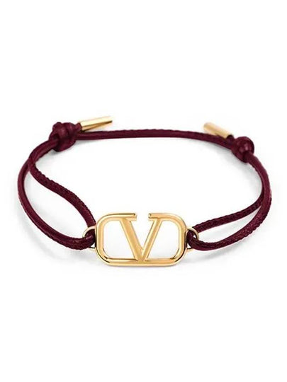 V Logo Signature Leather Bracelet Red - VALENTINO - BALAAN 2