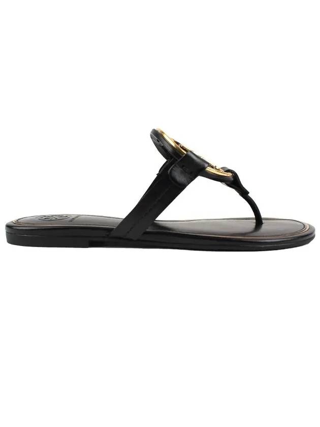 Women's Metal Logo Miller Flip Flops Black - TORY BURCH - BALAAN 3