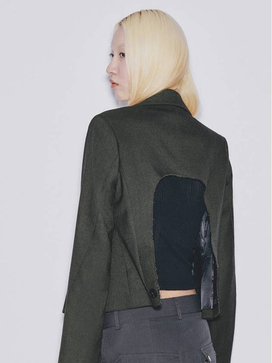 BACK OPEN BLAZER Deep green - GYEOL - BALAAN 2