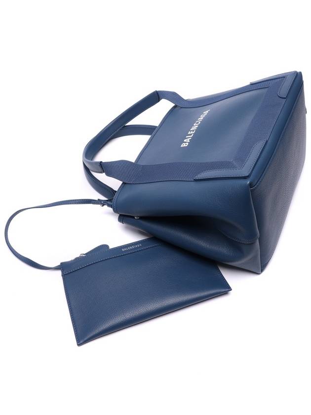 logo print cabas leather tote bag navy - BALENCIAGA - BALAAN.