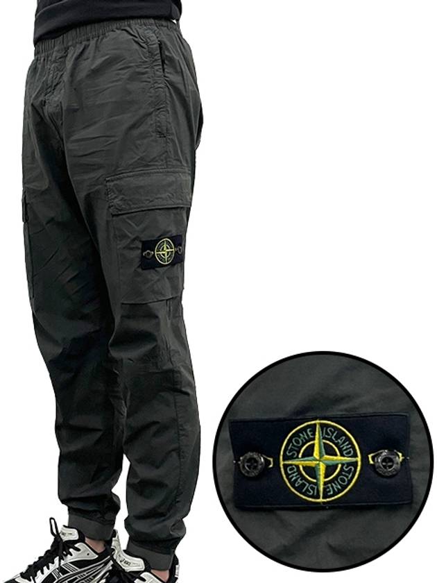 Stretch Cotton Tela Paracadute Cargo Straight Pants Dark Grey - STONE ISLAND - BALAAN 2