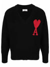 Red Logo Wool Overfit Knit Top Black - AMI - BALAAN 2