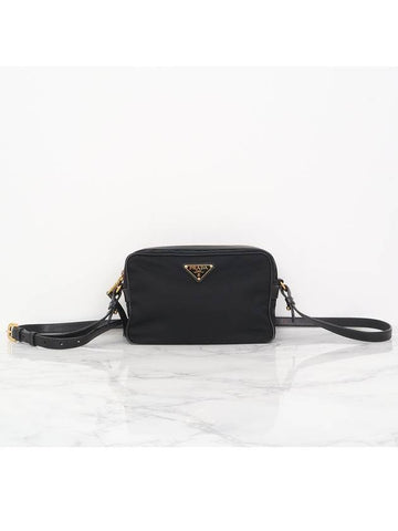 1BH089 Black Tesuto Nylon Gold Square Camera Cross Bag - PRADA - BALAAN 1