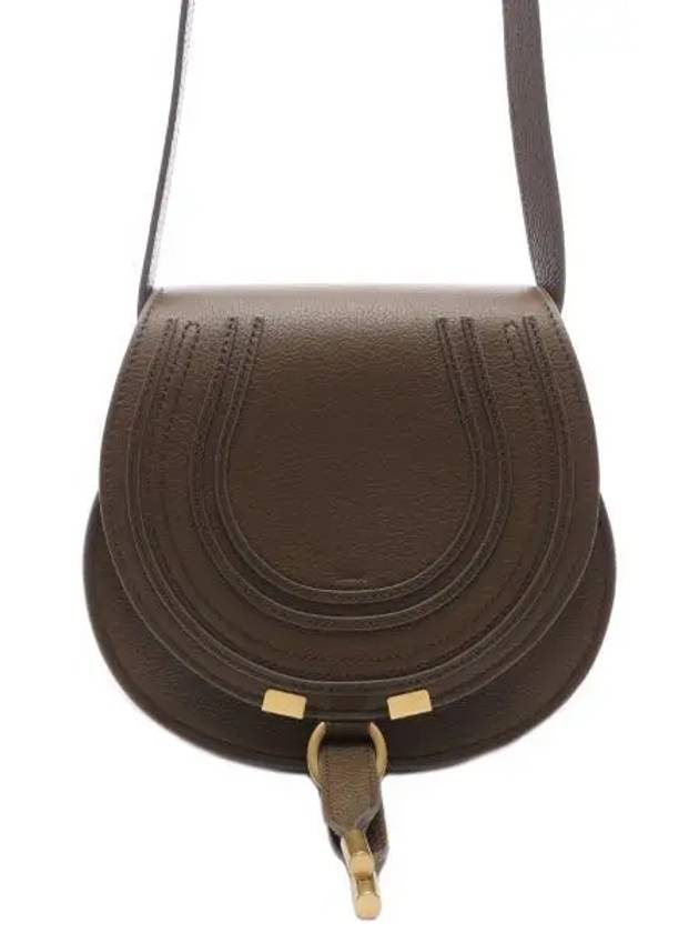 Marcie Saddle Small Grained Leather Cross Bag Khaki - CHLOE - BALAAN 2