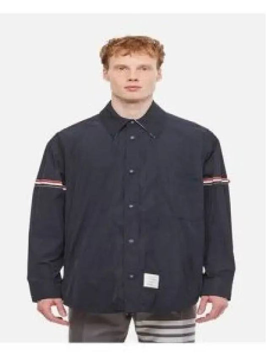 Armband Oversized Poly Twill Shirt Jacket Navy - THOM BROWNE - BALAAN 2