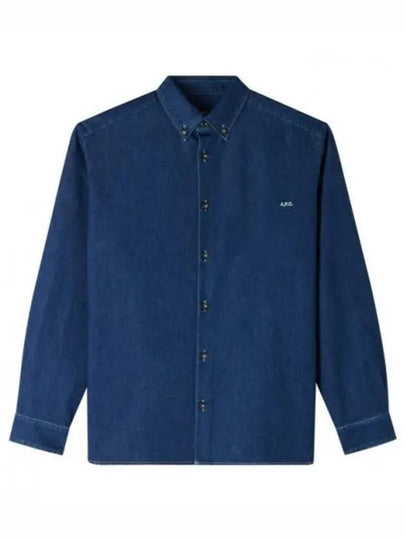 Mathias Embroidered Logo Long Sleeve Shirt Dark Blue - A.P.C. - BALAAN 2